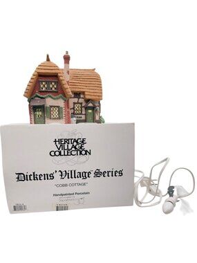 Vintage Dept 56 Dickens Heritage Village Cobb Cottage 1994 W/ box + light cord